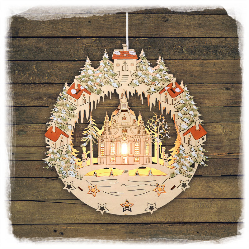 Holz Fensterbild Frauenkirche Bunt