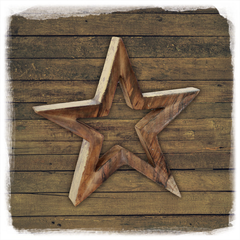 Holz Stern Goldseite L Mangoholz Noor