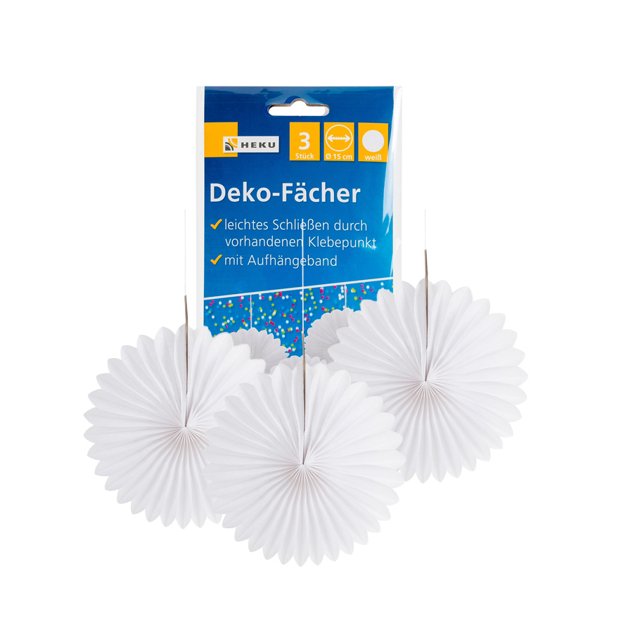 Party 3 Deko Fächer Weiß D15cm