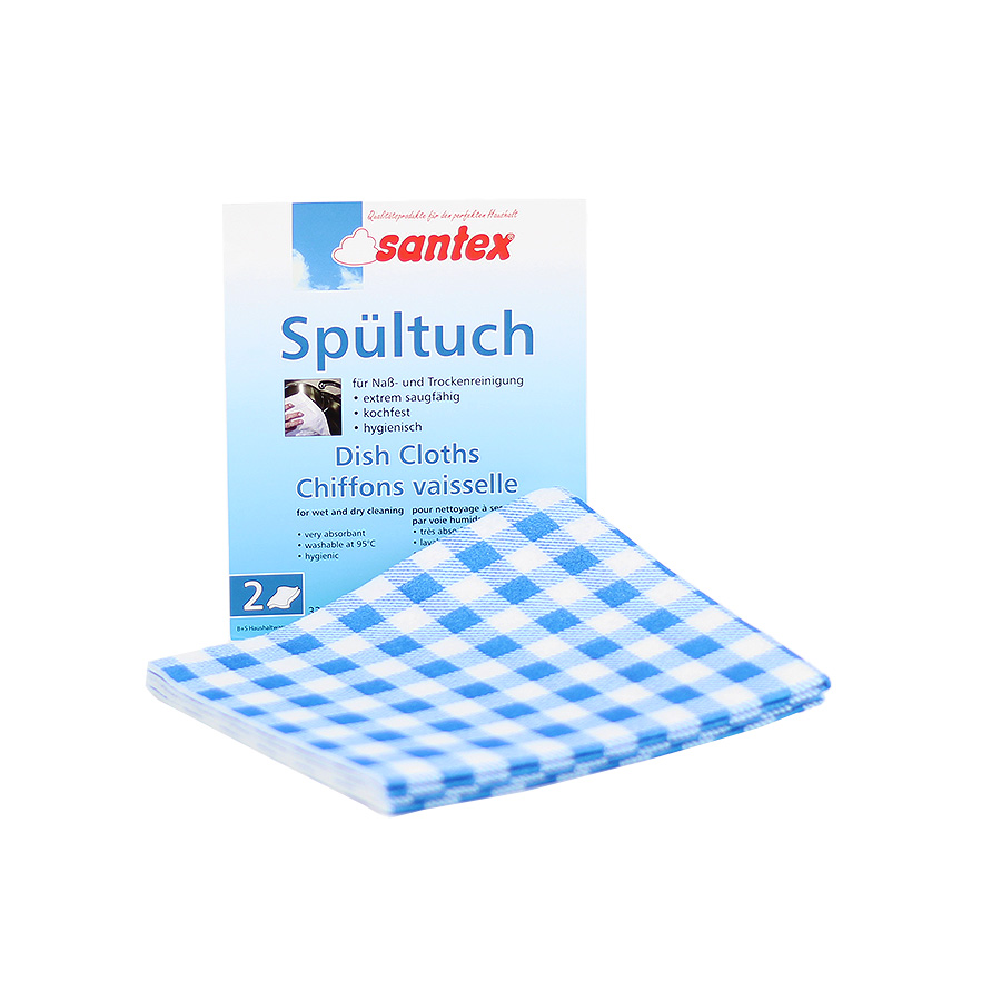 Spültuch 2er weiß-blau kariert santex