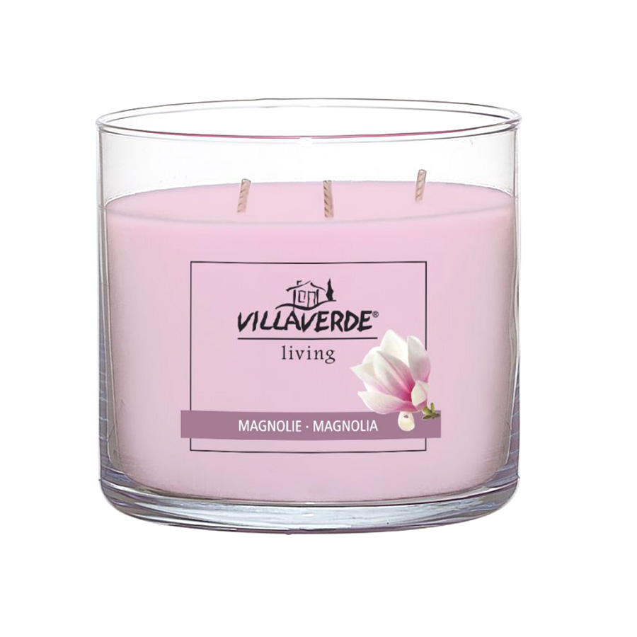 3-Docht Duftkerze im Glas Magnolie