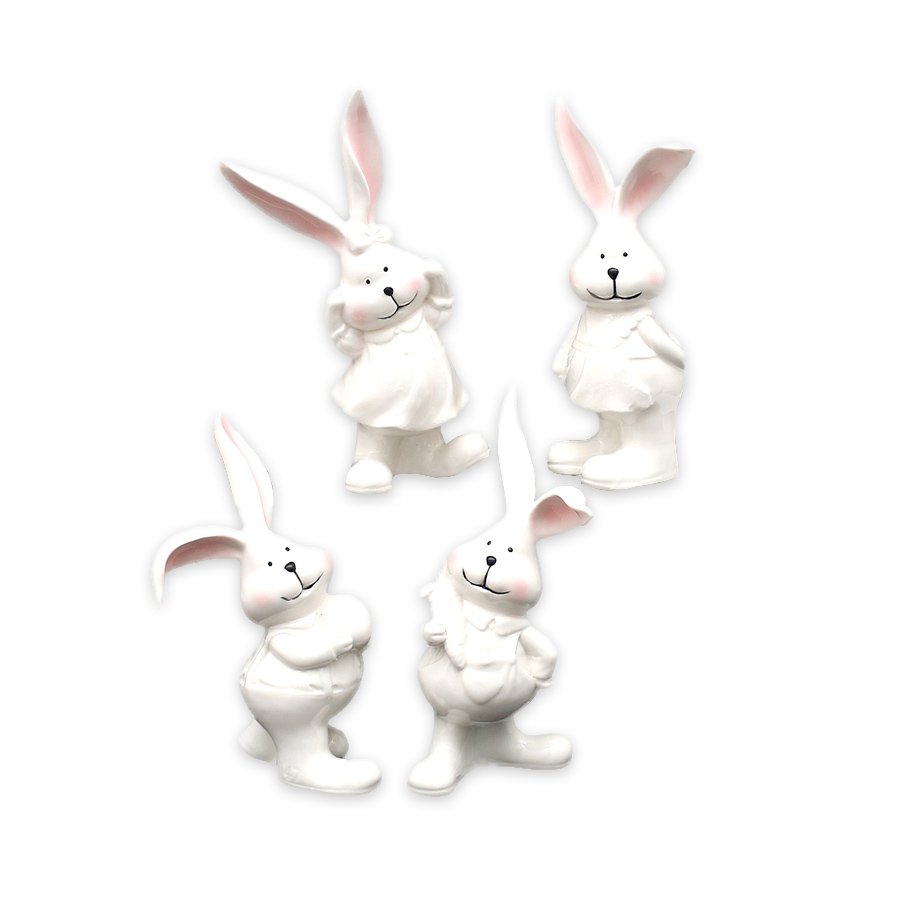 Porzellan Hase weiß rosa stehend 14,2cm