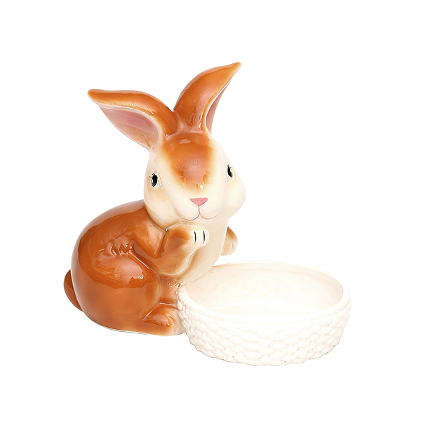 Porzellan Hase braun 16cm mit Schale