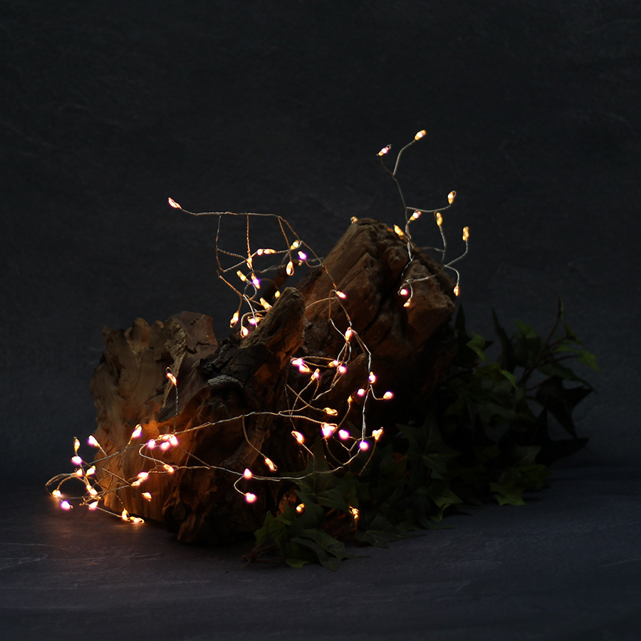 Lichterkette 100 LED Micro Cluster Silberdraht ww  Noor