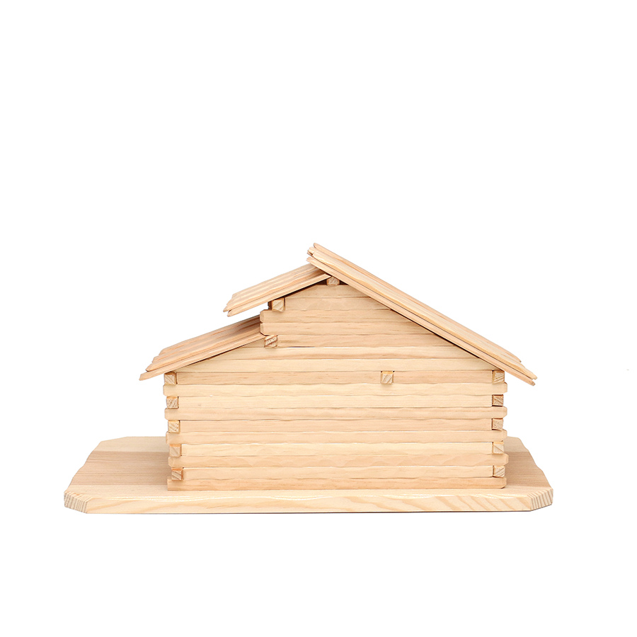 Holz ZB Krippe Stall geschnitzt leer klein natur 21cm