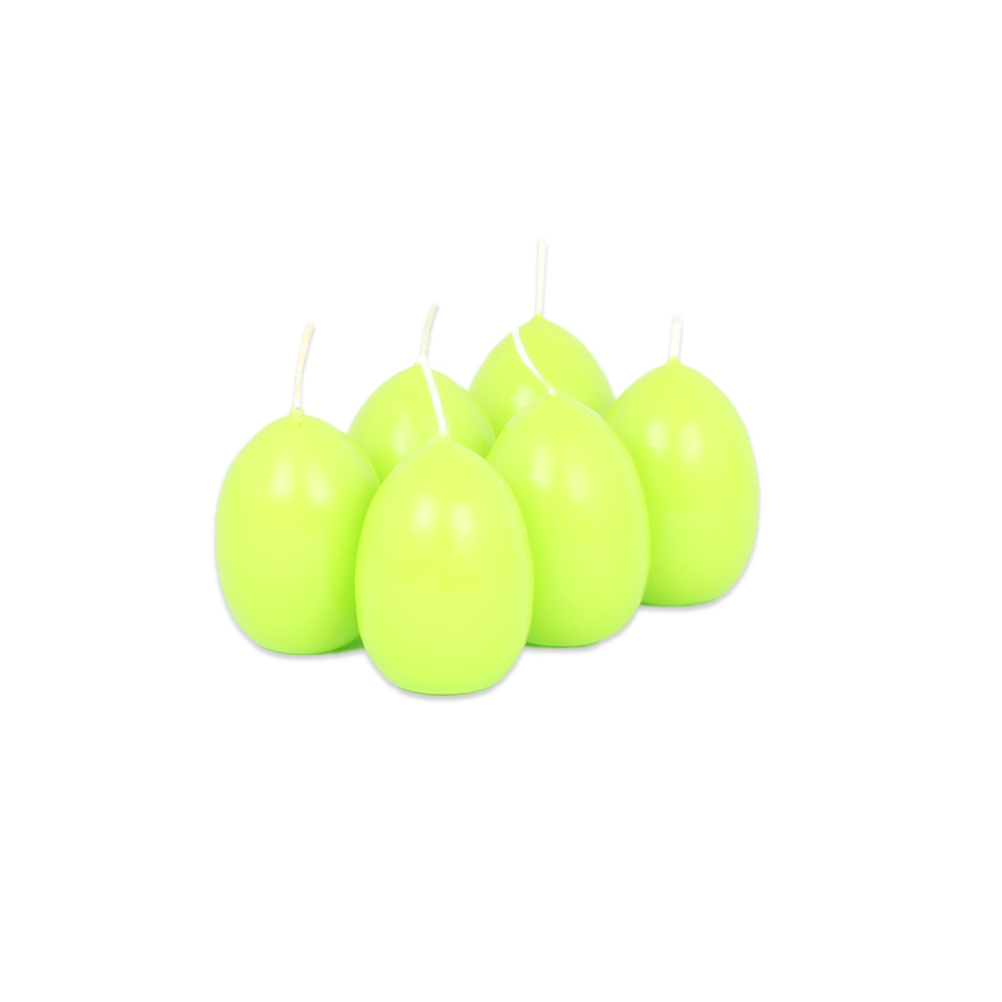 Kerze Osterei 6er-Set 6cm apfelgrün in Box