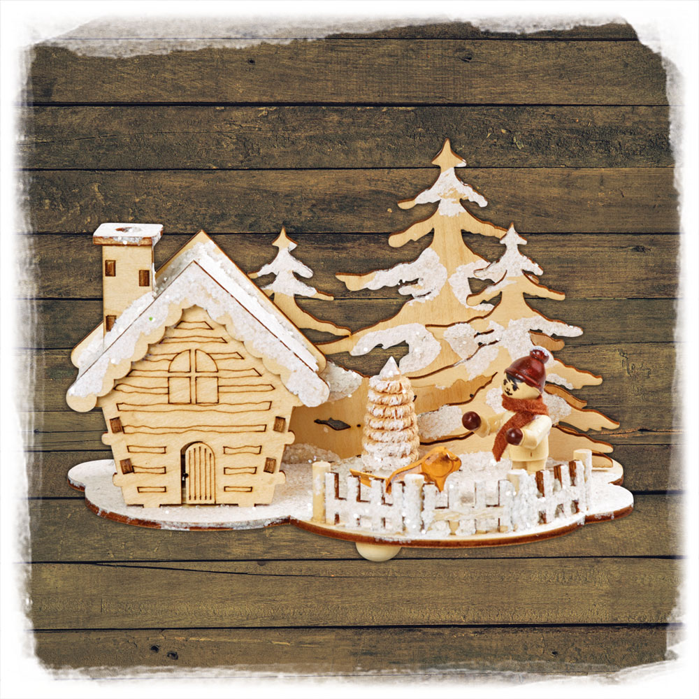Holz Räucherhaus Winterkinder 4fach Schulte