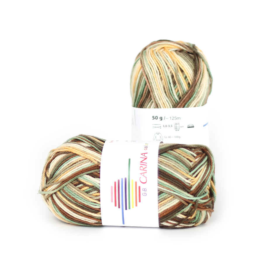 Strickwolle Carina color braun-creme-curry-olivgrün 17 