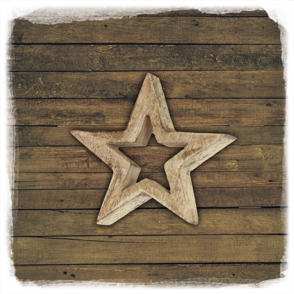 Holz Stern Goldseite M Mangoholz Noor