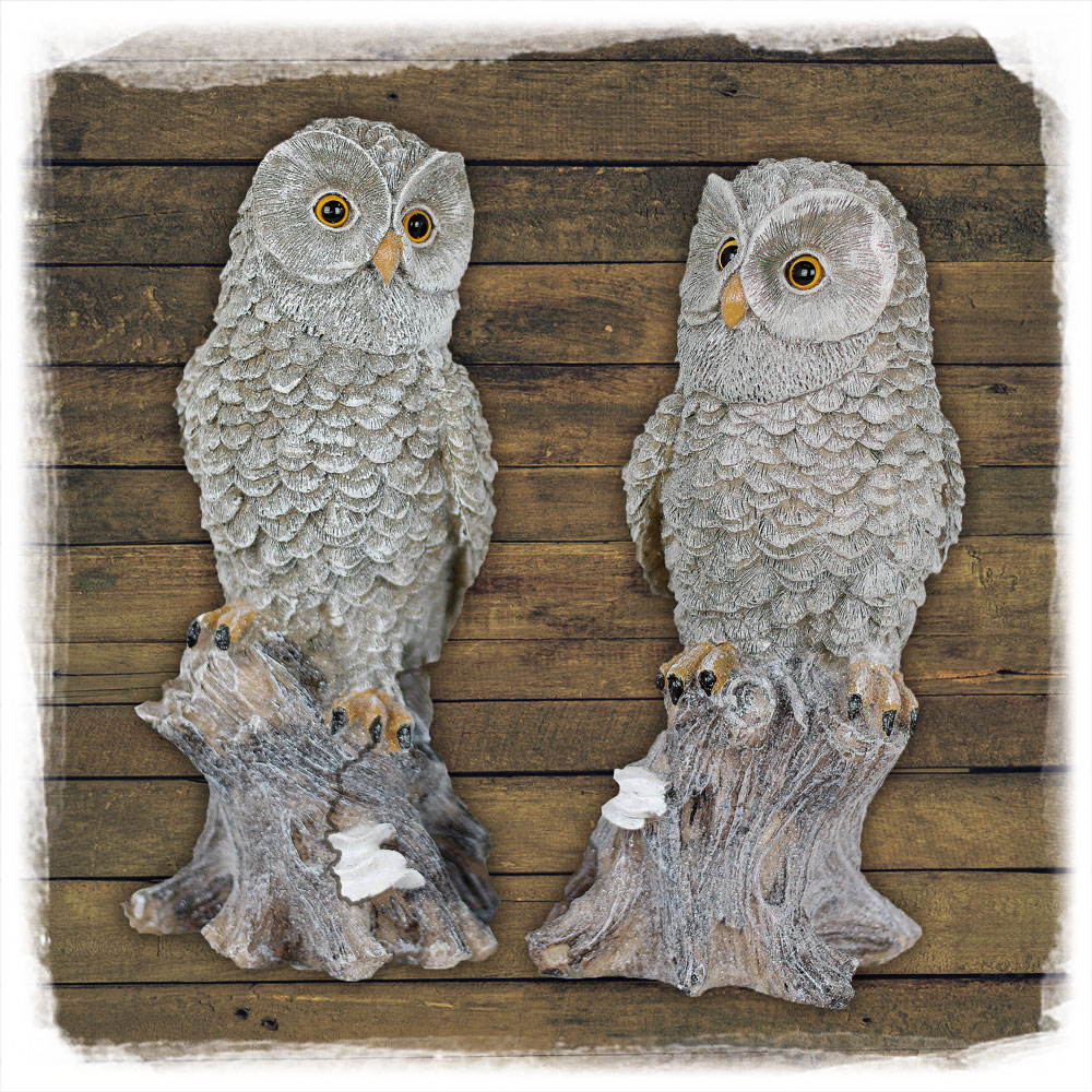 Keramik Eule auf Stamm Glitzeroptik 25cm Noor