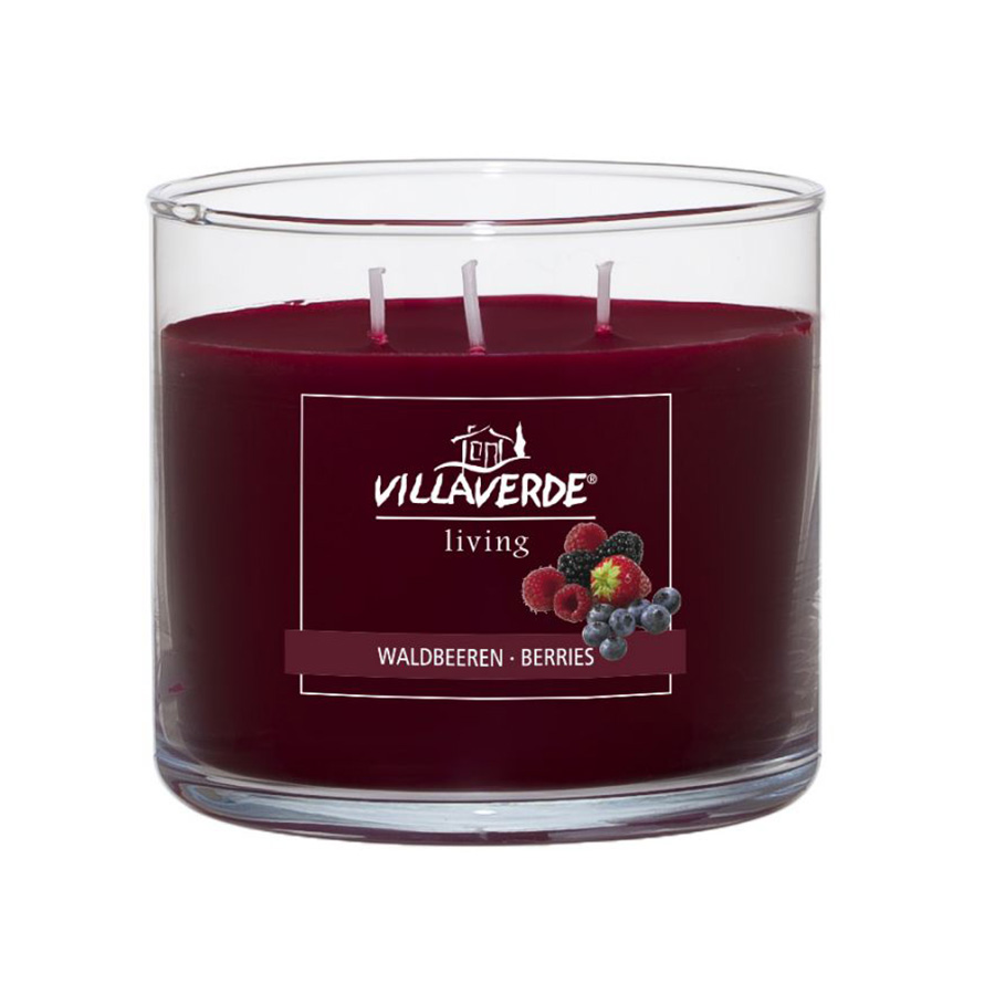 3-Docht Duftkerze im Glas Waldbeeren