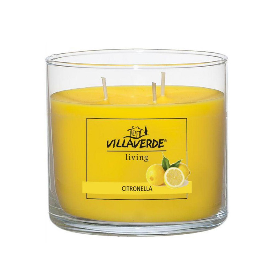 Citronella Duftkerze im Glas 3-Docht Ø10