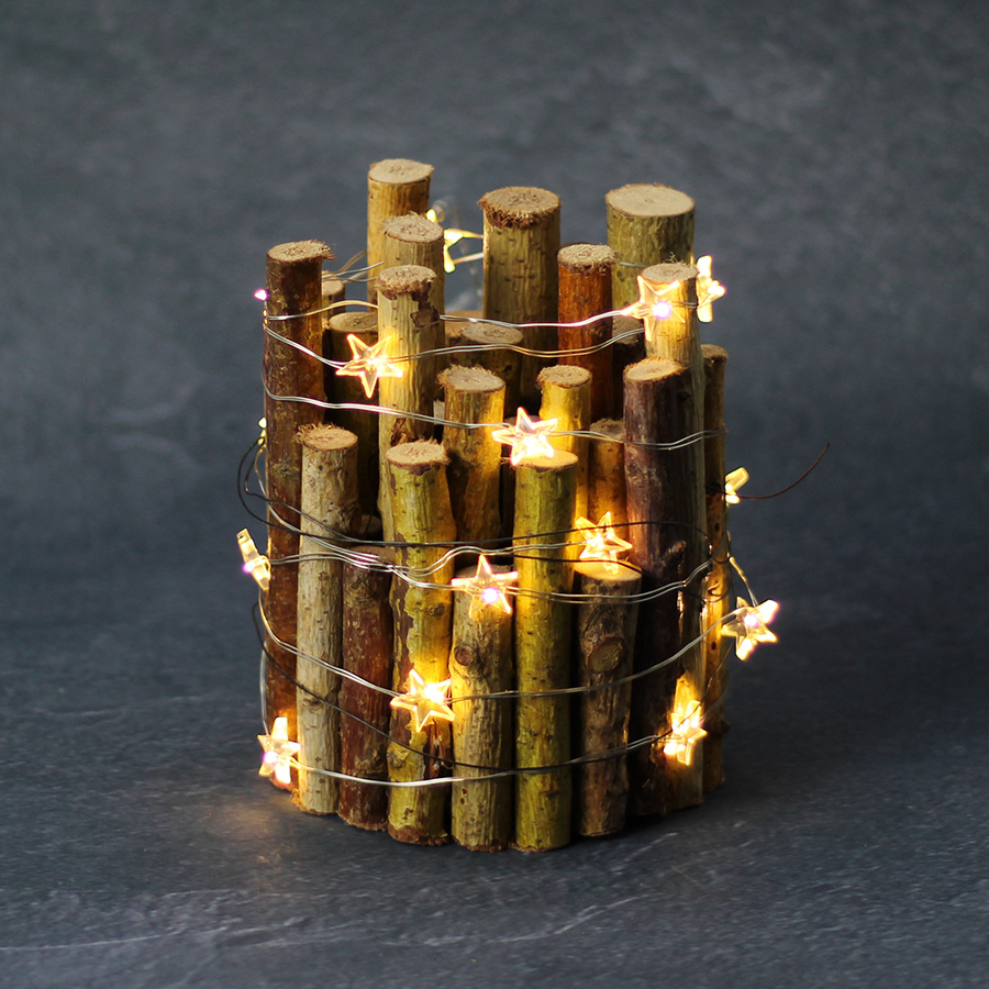 Lichterkette 20 LED Sterne Silberdraht ww Noor