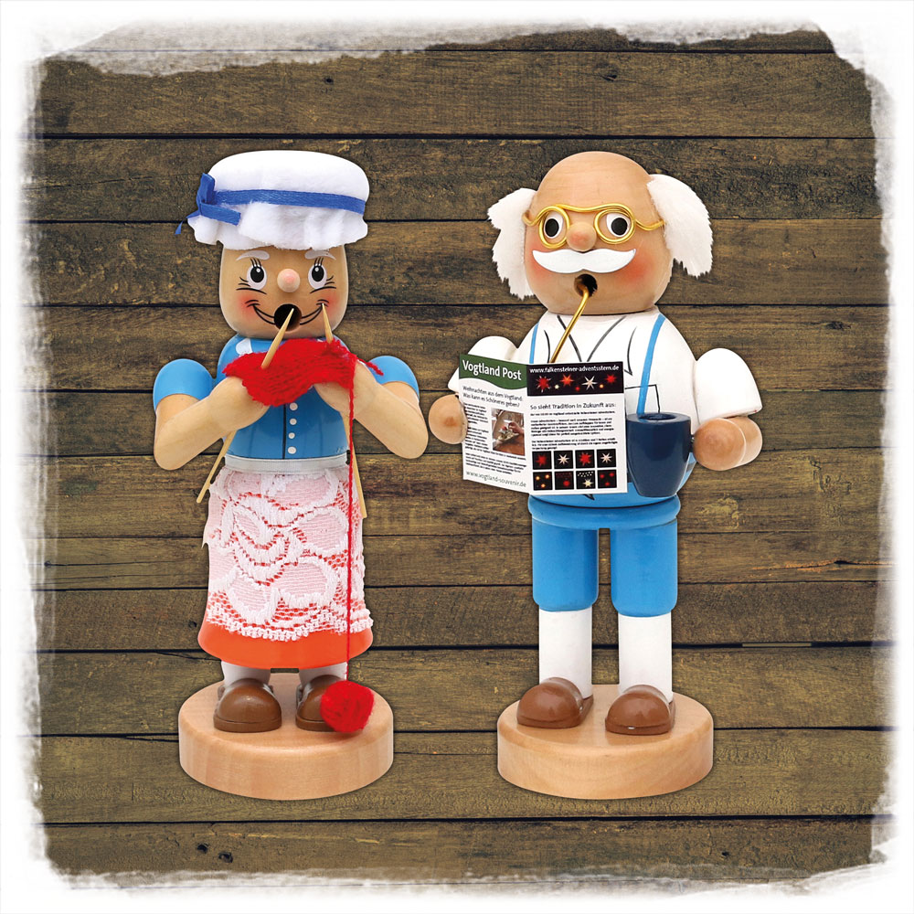 Holz Räuchermann Oma & Opa 16,5cm Sigro