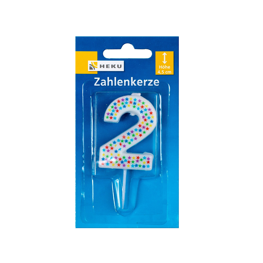 Kerze Zahl 2 mit Spieß