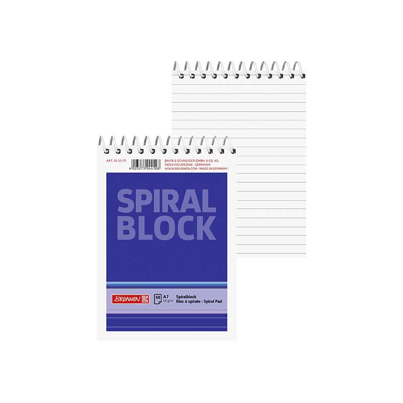 Notitzspiralblock A7 lin blau  Brunnen