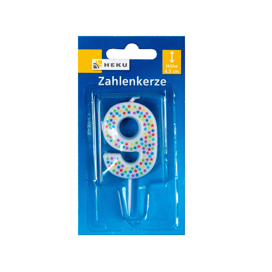Kerze Zahl 9 mit Spieß