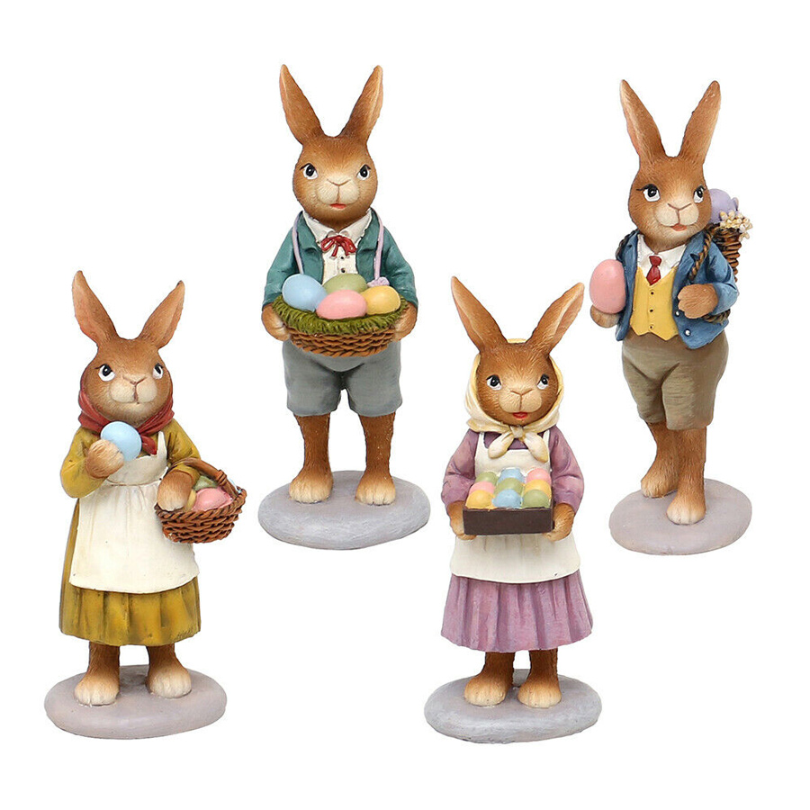 Steinharz Hase Altdeutsch in Bauernkleidung 4fach