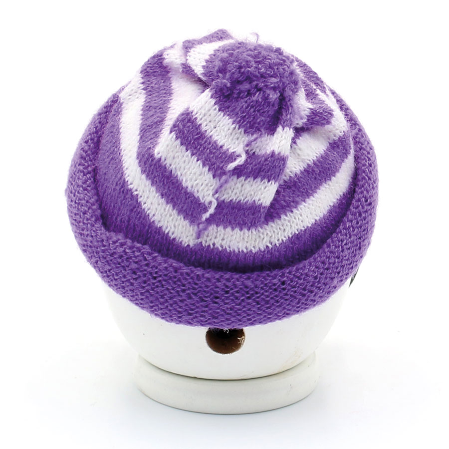 Holz Räucher Schneeball Strickmütze lila-weiß