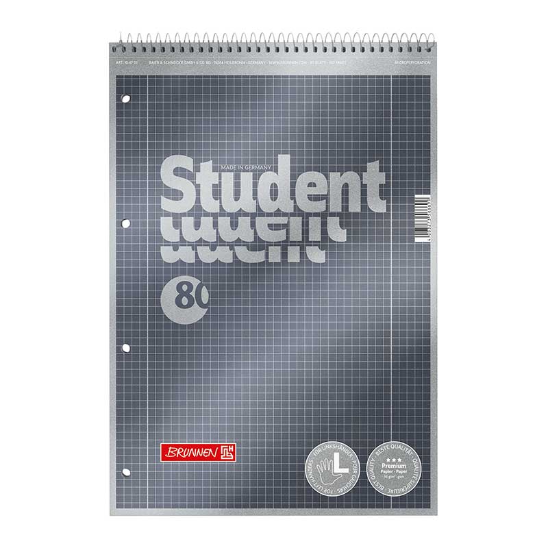 Collegeblock A4 kariert Spirale oben 90g Premium
