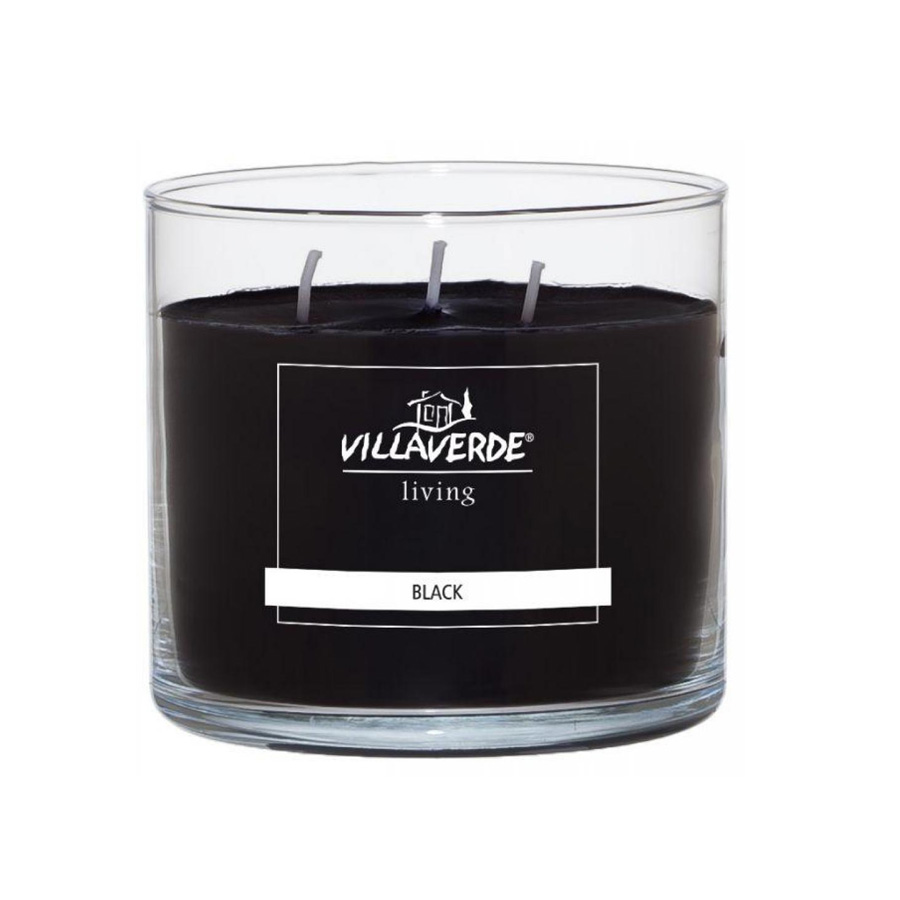 3-Docht Duftkerze im Glas Black