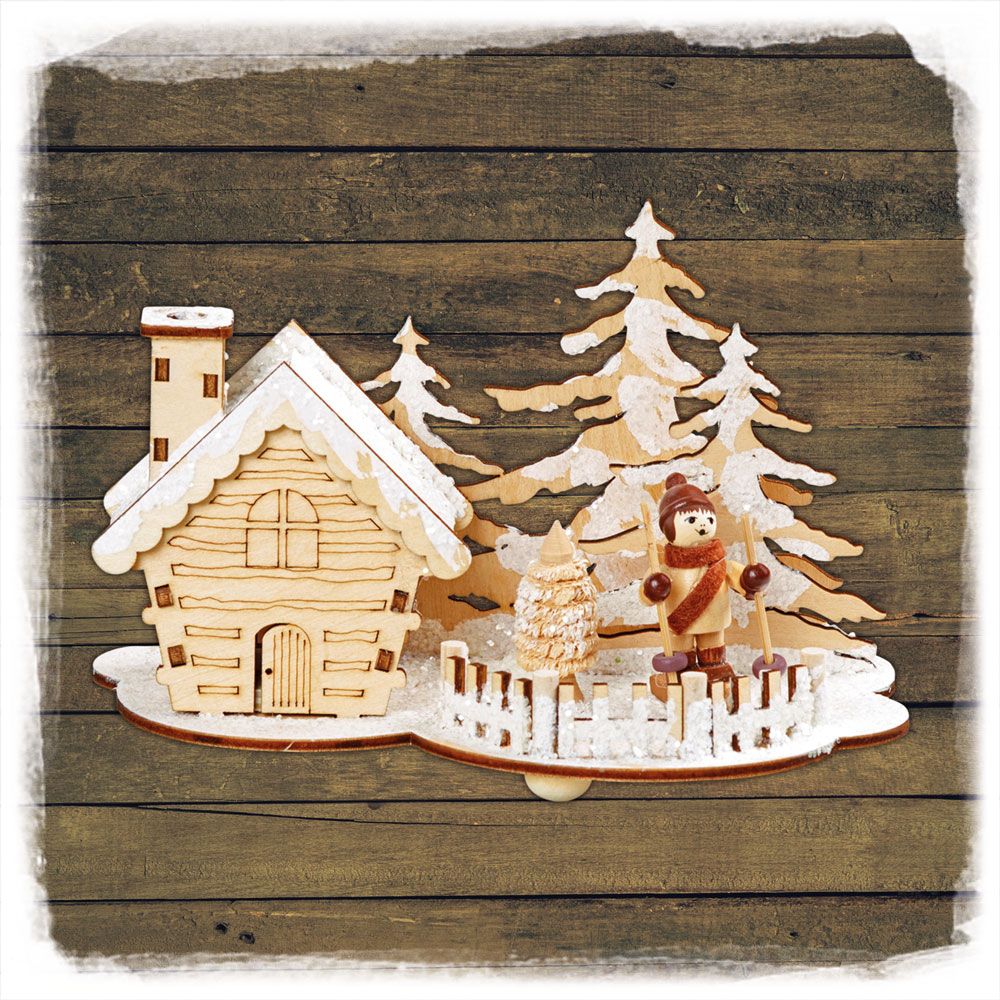 Holz Räucherhaus Winterkinder 4fach Schulte