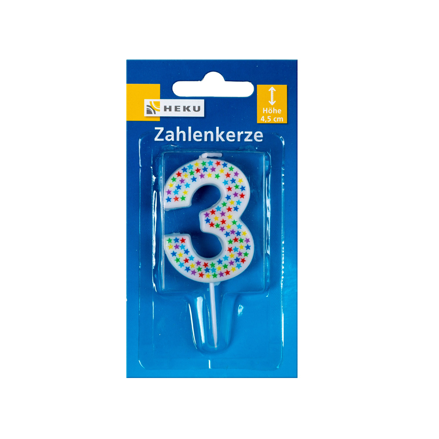 Kerze Zahl 3 mit Spieß