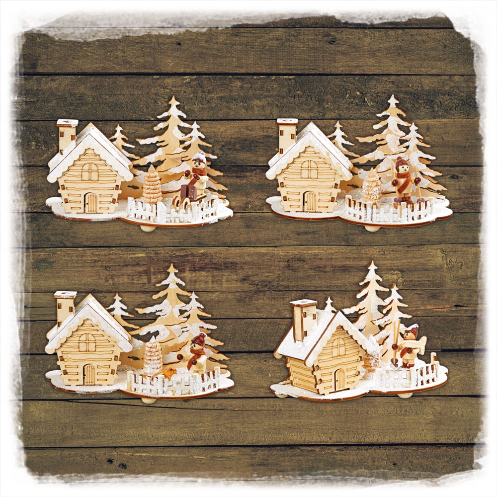 Holz Räucherhaus Winterkinder 4fach Schulte