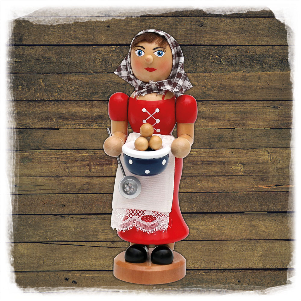 Holz Räucher Kloßfrau 18cm