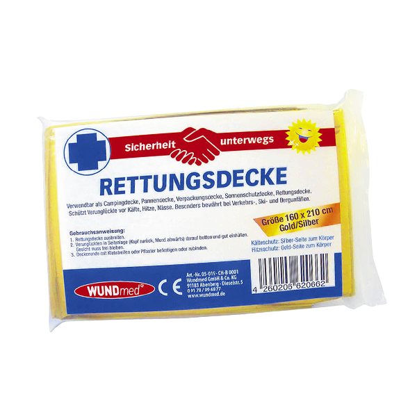 Rettungsdecke 160 x 210 cm, gold-silber