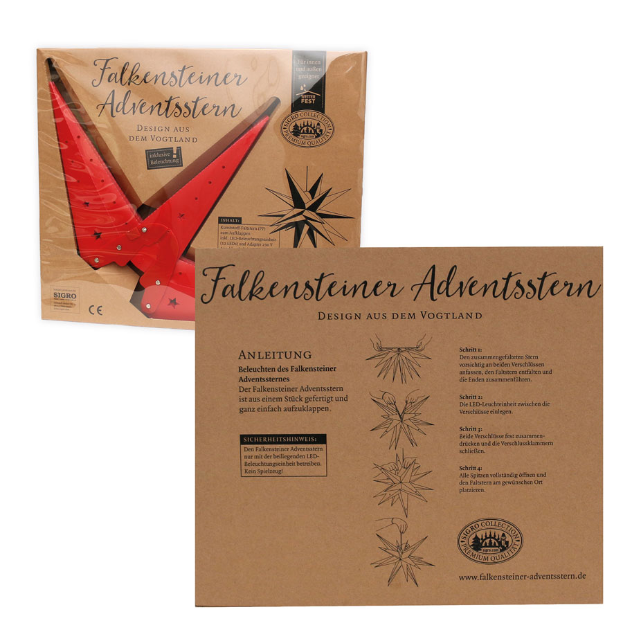 Adventsstern 80x80x80cm rot Falkenstein