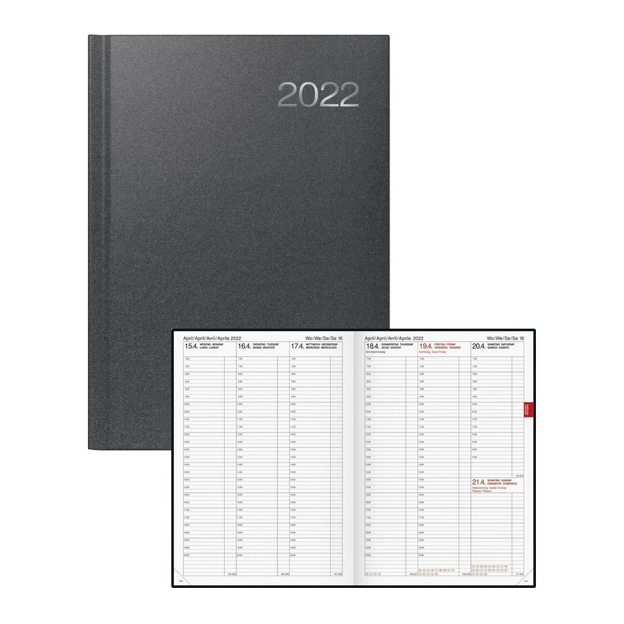 Kalender Buch - Wochenkalender A4 Stoffeinband Metallico 