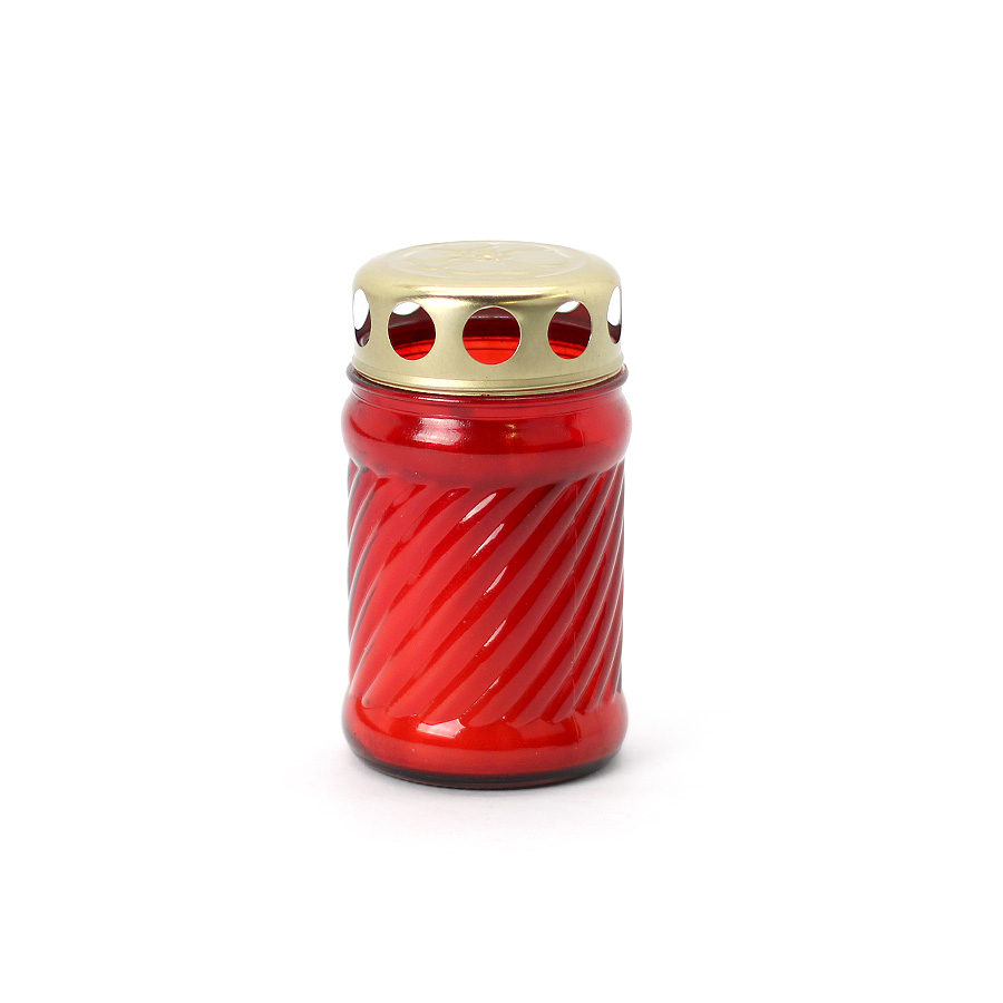 Grablicht Glas rot Rille 11,5cm befüllt