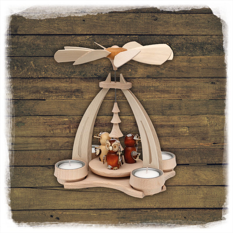 Holz Pyramide Eulenfiguren Sigro