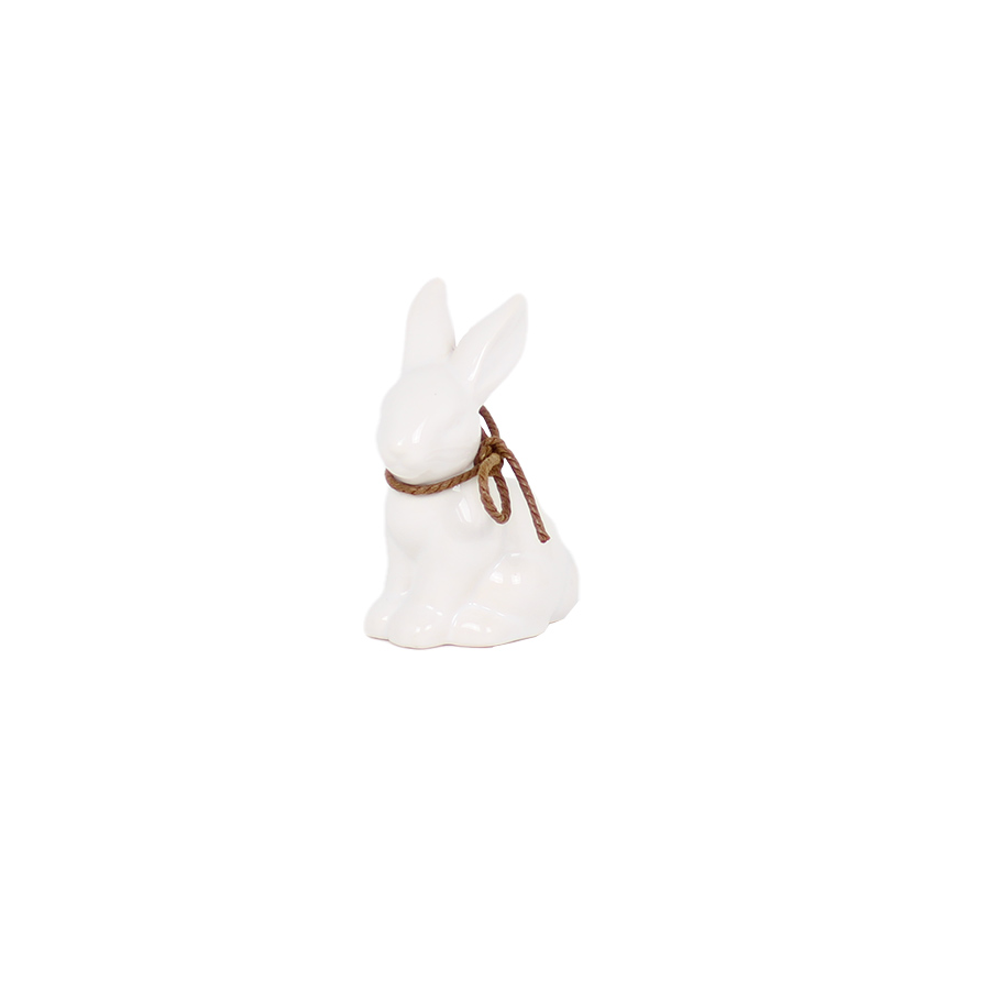 Keramik Hase weiß Juteschleife XS NOOR