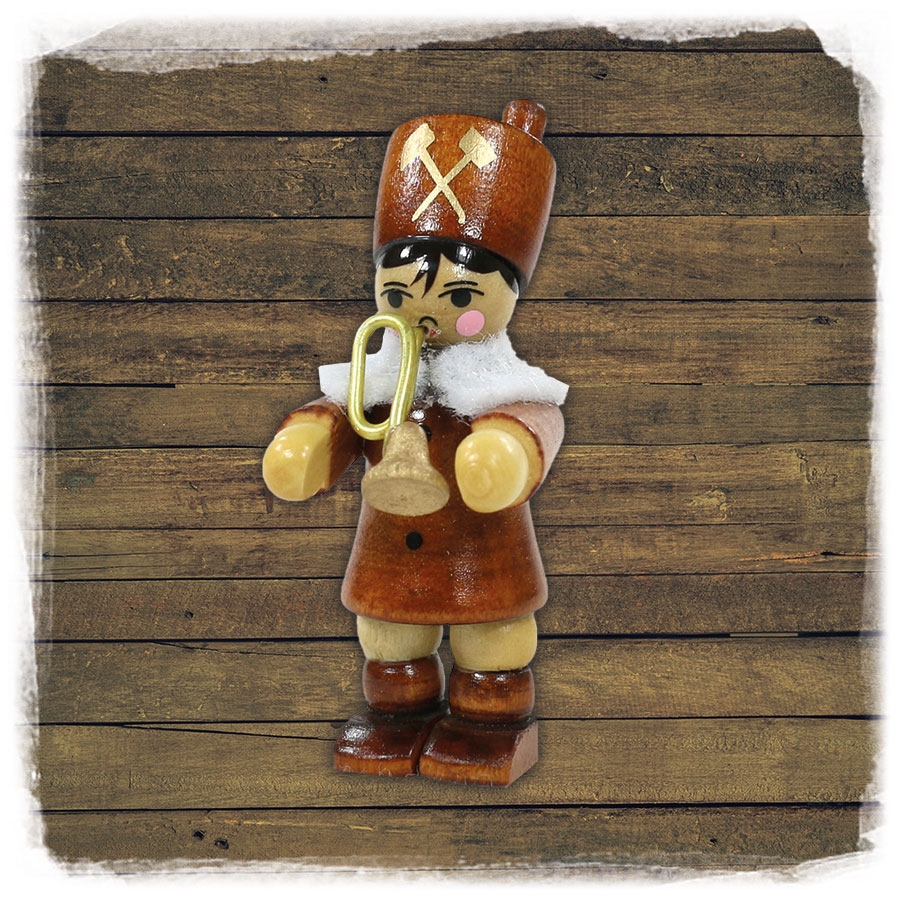 Holz ZB Figur Bergmann Musikant mit Trompete