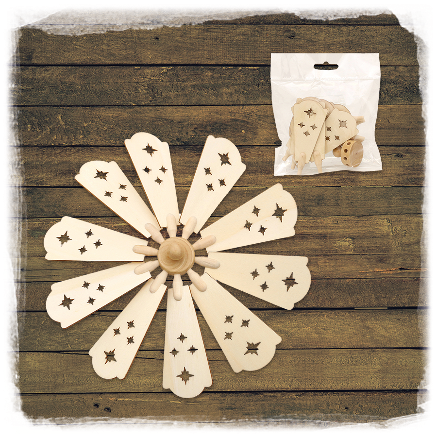 Holz Pyramiden Ersatzflügel + Kopf natur 20,5cm