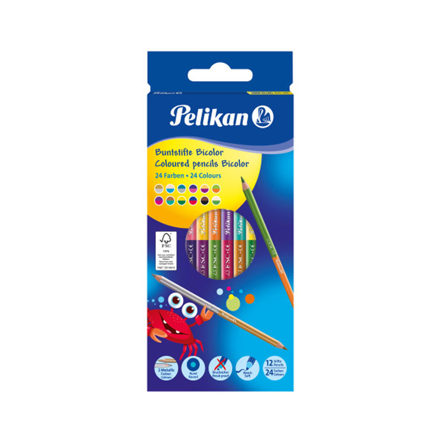 Buntstifte 12er doppelt 24 Farben Pelikan