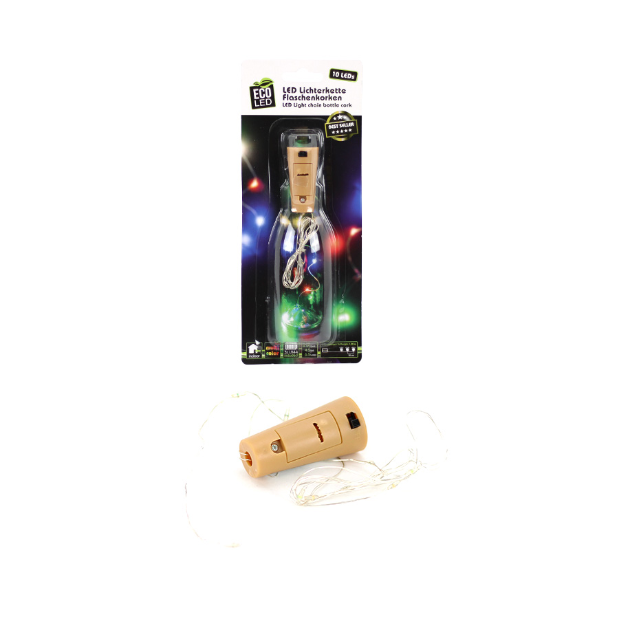 LED Flaschenkorken mit 10er bunt Lichterkette