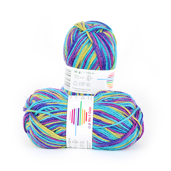 Strickwolle No.1 Color grün-türkis-lila 100 