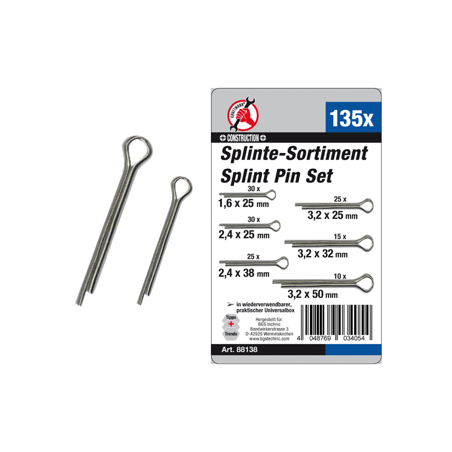 Splinte-Sortiment 135-tlg.