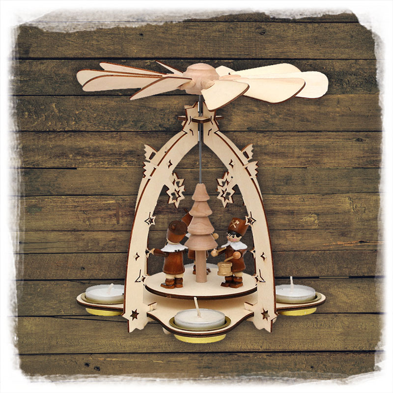 Holz Pyramide 3 Bergmannsfiguren 21cm Sigro