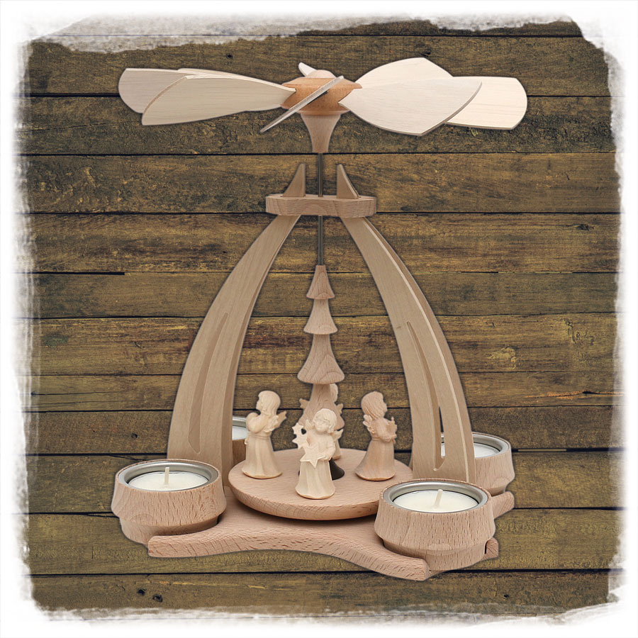 Holz Pyramide 4 Engelfiguren  Sigro