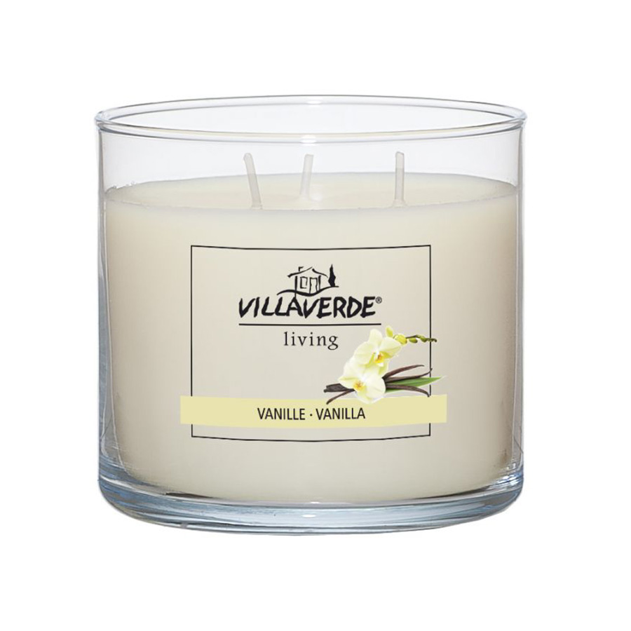 3-Docht Duftkerze im Glas Vanille