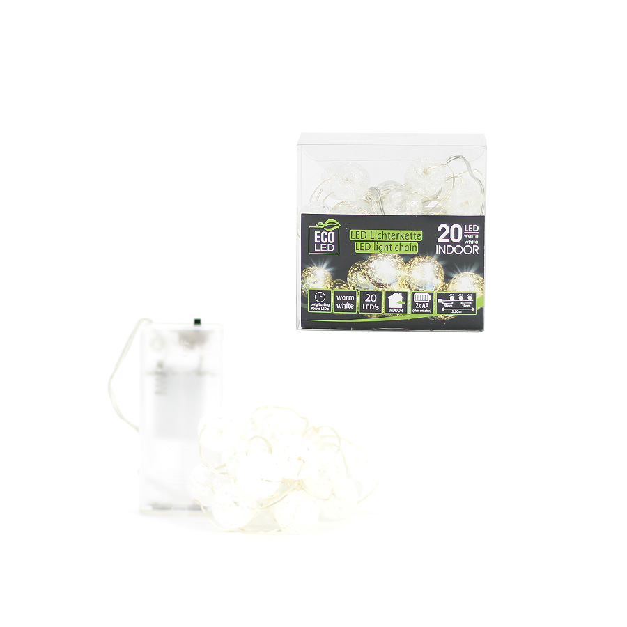 Lichterkette Draht LED 20 Crackingballs warm weiß