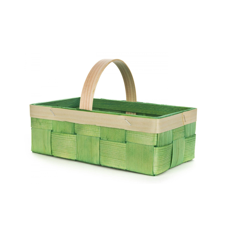 Osterkorb Span 22cm grün Henkel eckig