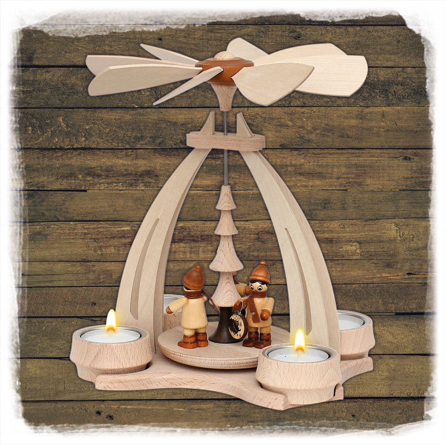 Holz Pyramide Laternenkinder Sigro