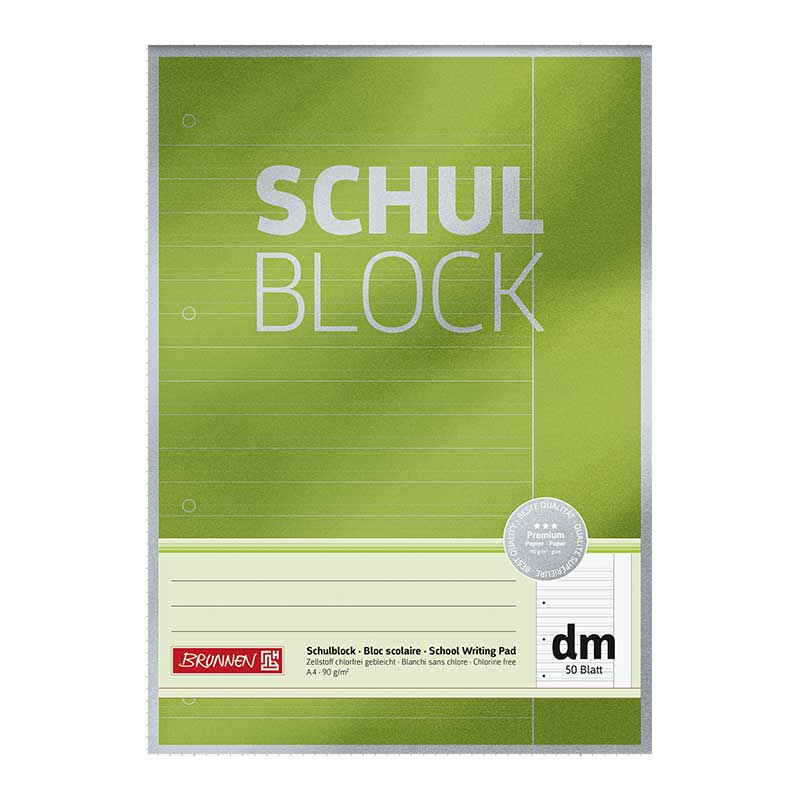 Schulblock A4 Lin dm 50Blatt Premiun   Brunnen