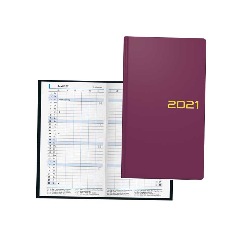 Kalender Sichtkalender 9x15cm bordeaux