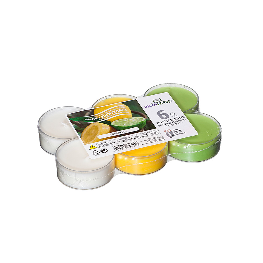 Citronella Teelichter Jumbo 6er transp. Hülle